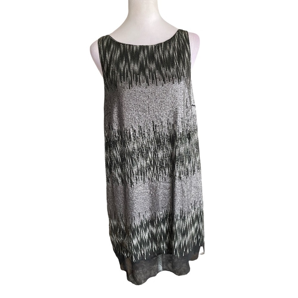 Kensie Dresses Gray Silver Metallic Sequin Shift Dress Size 14